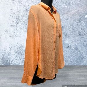 Figs Men's Light Peach-Orange Button-Down Shirt